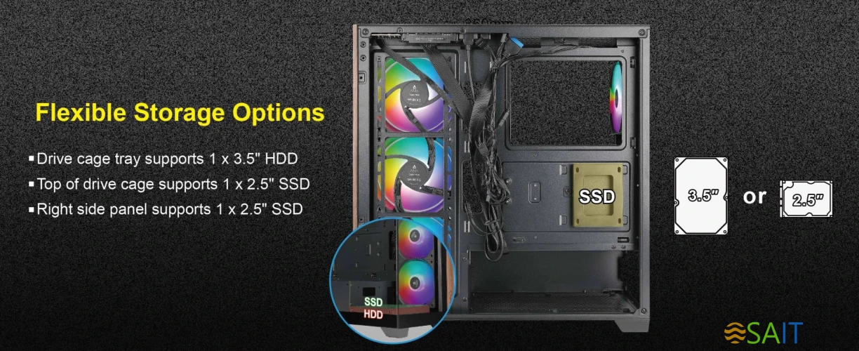 Корпус Azza Neptune черный без БП ATX 5x120mm 2x140mm 2xUSB2.0 1xUSB3.0 audio bott PSU