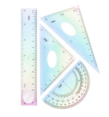 Набор линеек Deli EH652 пластик дл.15см ассорти компл.:лин 15см/2 угольн/трансп пластиковый пакет с европодв.