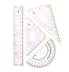 Набор линеек Deli EH652 пластик дл.15см ассорти компл.:лин 15см/2 угольн/трансп пластиковый пакет с европодв.