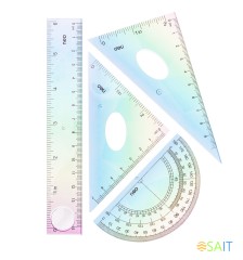 Набор линеек Deli EH652 пластик дл.15см ассорти компл.:лин 15см/2 угольн/трансп пластиковый пакет с европодв.