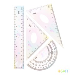 Набор линеек Deli EH652 пластик дл.15см ассорти компл.:лин 15см/2 угольн/трансп пластиковый пакет с европодв.