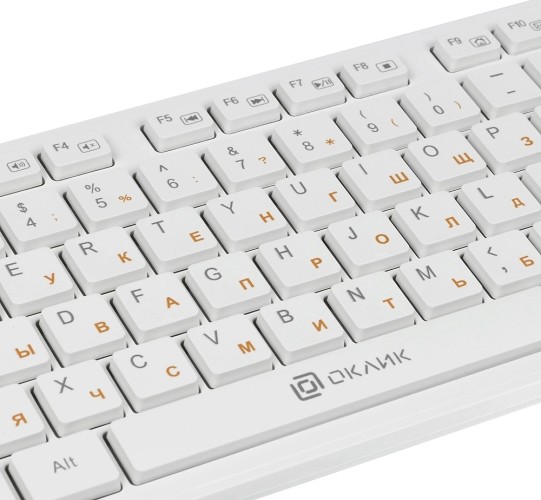 Клавиатура Оклик 500M белый USB slim Multimedia (1061586) кабель 1.5м