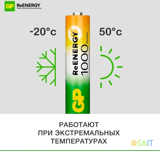 Аккумулятор GP 100AAAHCRGY-B AAA NiMH 1000mAh (16шт) спайка