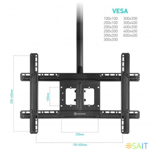 Кронштейн для телевизора Onkron N2L черный 32"-80" макс.68кг потолочный наклон