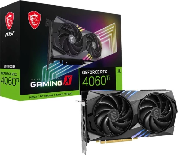 Видеокарта MSI PCI-E 4.0 RTX 4060TI GAMING X 8G NVIDIA GeForce RTX 4060TI 8Gb 128bit GDDR6 2640/18000 HDMIx1 DPx3 HDCP Ret