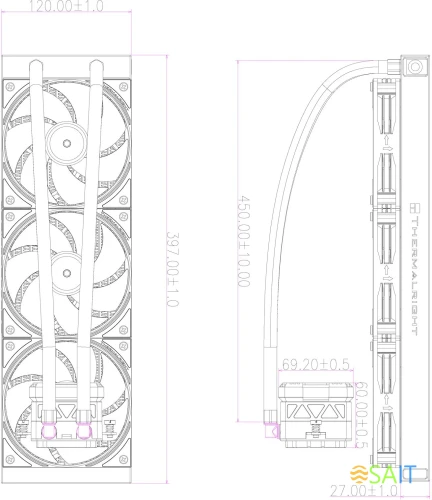 Система водяного охлаждения Thermalright Frozen Warframe 360 ARGB Soc-AM5/AM4/1200/1700/1851 черный 4-pin 29.8dB Al LCD Ret (F-WFRAME-360-BL-ARGB)