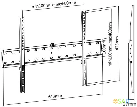 Кронштейн для телевизора Ultramounts UM805F черный 37"-70" макс.40кг настенный фиксированный