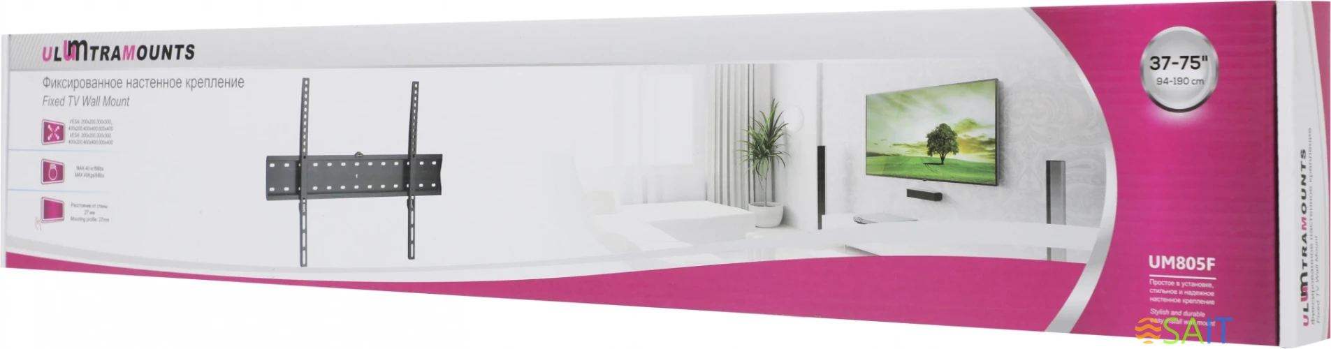 Кронштейн для телевизора Ultramounts UM805F черный 37"-70" макс.40кг настенный фиксированный