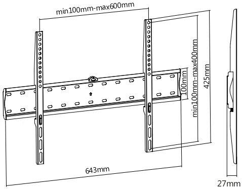 Кронштейн для телевизора Ultramounts UM805F черный 37"-70" макс.40кг настенный фиксированный