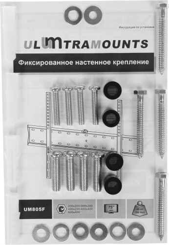 Кронштейн для телевизора Ultramounts UM805F черный 37"-70" макс.40кг настенный фиксированный