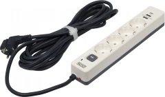 Сетевой фильтр-удлинитель PowerCom SP-01 USB2A1CW 3.0M