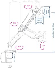 Кронштейн для мониторов Arm Media LCD-T21w белый 15"-32" макс.6.5кг настольный поворот и наклон верт.перемещ.