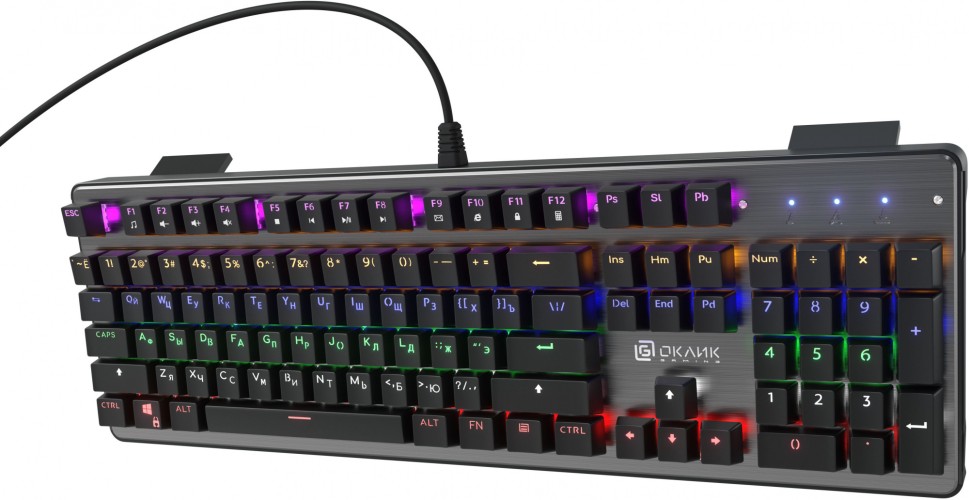 Клавиатура Оклик 970G Dark Knight механическая черный/серебристый USB for gamer LED