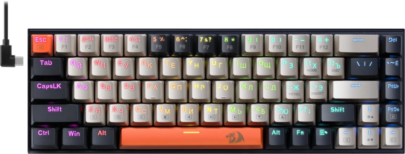 Клавиатура Redragon Ryze механическая черный USB for gamer LED (72603) кабель 1.8м
