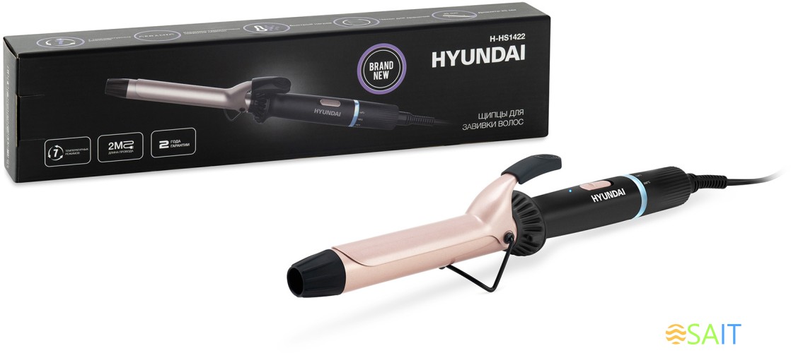 Щипцы Hyundai H-HS1422 40Вт черный макс.темп.:200С покрытие:керамико-турмалиновое