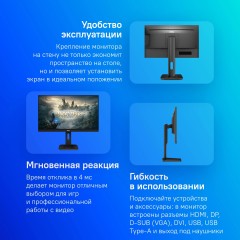 Монитор AOC 24" Professional X24P1(00/01) черный IPS LED 16:10 DVI HDMI M/M матовая HAS Piv 1000:1 300cd 178гр/178гр 1920x1200 60Hz VGA DP FHD USB 5.5кг