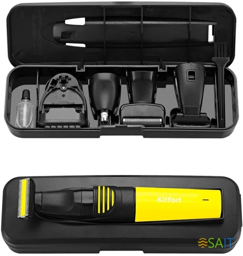 Триммер Kitfort КТ-3139-3 черный/желтый 5Вт (насадок в компл:4шт)