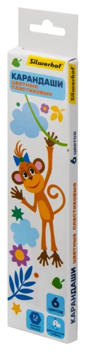 Карандаши цв. Silwerhof Веселые друзья 2.6мм шестигран. пластик ассорти 6цв. коробка/европод.