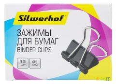 Зажимы Silwerhof 510017 сталь 41мм черный (упак.:12шт) картонная коробка