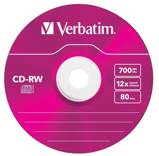 Диск CD-RW Verbatim 700Mb 12x Slim case (5шт) Color (43167)