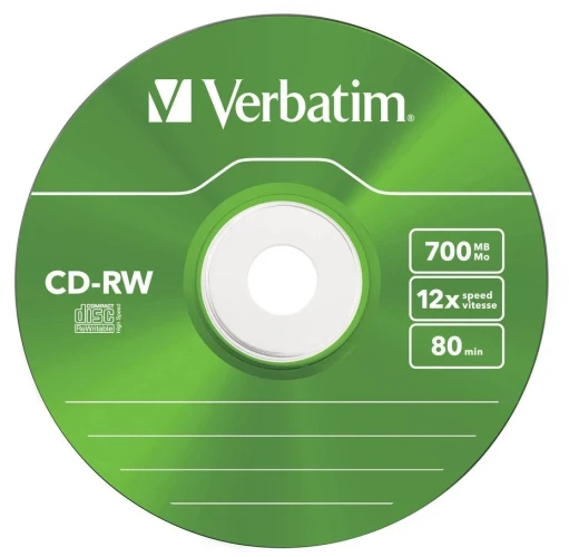Диск CD-RW Verbatim 700Mb 12x Slim case (5шт) Color (43167)