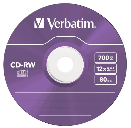 Диск CD-RW Verbatim 700Mb 12x Slim case (5шт) Color (43167)