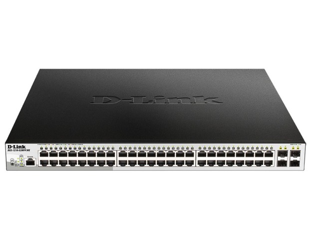 Коммутатор D-Link DGS-1210-52MPP/ME/B (L2) 48x1Гбит/с 4SFP 48PoE 740W управляемый