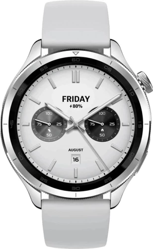 Смарт-часы Xiaomi Watch S4 47мм 1.43" AMOLED корп.серебристый рем.серый (BHR9197GL)