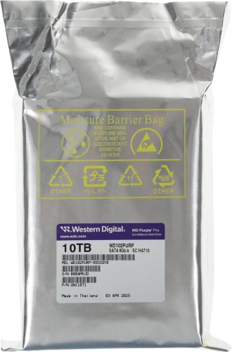 Жесткий диск WD SATA-III 10TB WD102PURP Surveillance Purple Pro (7200rpm) 512Mb 3.5"