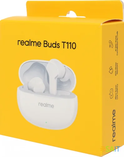 Гарнитура внутриканальные Realme Buds T110 белый беспроводные bluetooth в ушной раковине (631206000038)