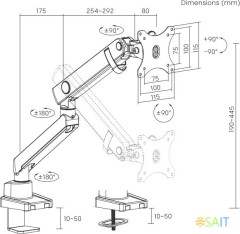Кронштейн для мониторов Ultramounts UM709 черный 17"-32" макс.8кг крепление к столешнице поворот и наклон