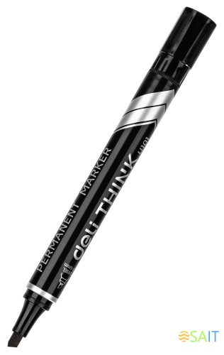 Маркер перманентный Deli EU10120 Think скошенный пиш. наконечник 1.5-5мм черный