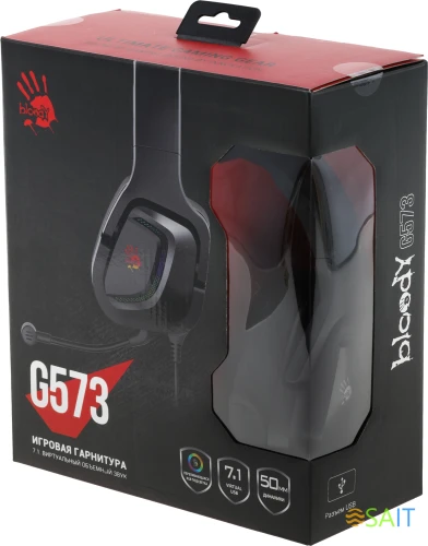 Наушники с микрофоном A4Tech Bloody G573 черный 2м мониторные USB оголовье (G573)