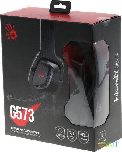 Наушники с микрофоном A4Tech Bloody G573 черный 2м мониторные USB оголовье (G573)