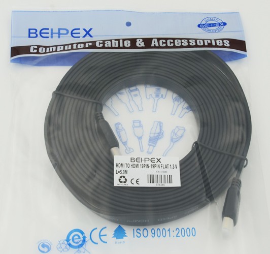 Кабель аудио-видео FLAT HDMI (m)/HDMI (m) 5м.