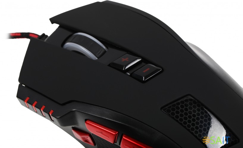 Мышь Оклик 806G черный/красный оптическая 3200dpi USB 8but (1431646)