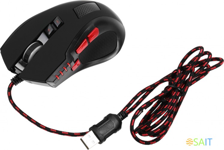 Мышь Оклик 806G черный/красный оптическая 3200dpi USB 8but (1431646)