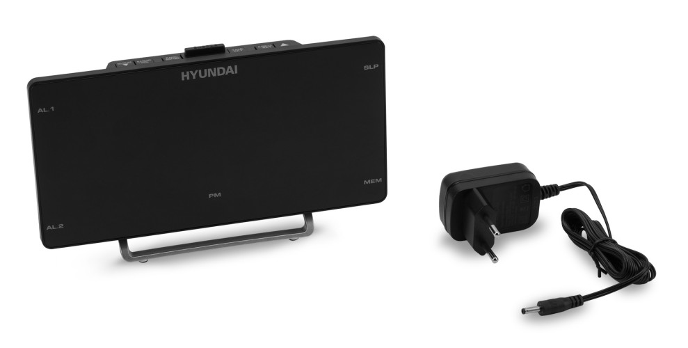 Радиобудильник Hyundai H-RCL246 черный LCD подсв:зеленая часы:цифровые FM