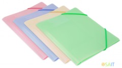 Папка на резинке Бюрократ Gems GEMPR05AZURE A4 пластик кор.30мм 0.5мм голубой топаз карман для визитки