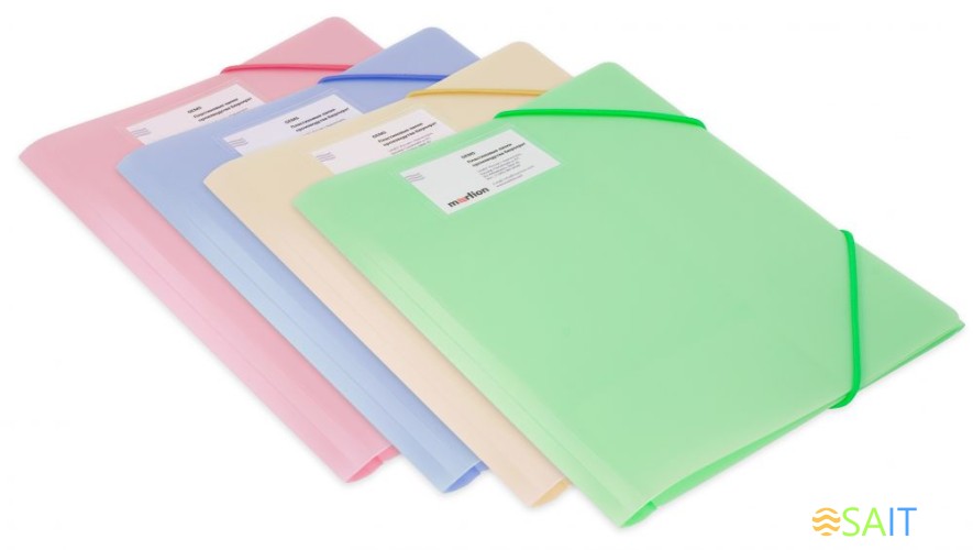 Папка на резинке Бюрократ Gems GEMPR05AZURE A4 пластик кор.30мм 0.5мм голубой топаз карман для визитки