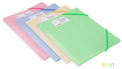 Папка на резинке Бюрократ Gems GEMPR05AZURE A4 пластик кор.30мм 0.5мм голубой топаз карман для визитки