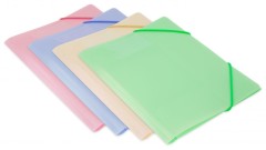 Папка на резинке Бюрократ Gems GEMPR05AZURE A4 пластик кор.30мм 0.5мм голубой топаз карман для визитки