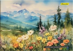 Альбом для рисования Silwerhof 20л. A4 Акварельные пейзажи 4диз. мел.картон скрепка (упак.:4шт)