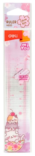 Линейка Deli EH655 miYou полистирол дл.15см ассорти двухсторонняя шкала (упак.:1шт)