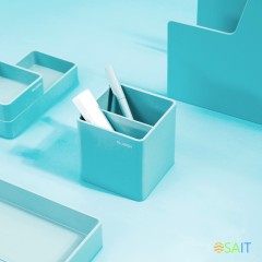 Подставка Deli NS011Blue Nusign 2отд. для письменных принадлежностей 84х84х86мм синий пластик