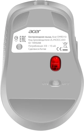 Мышь Acer OMR310 светло-серый оптическая 1600dpi беспров. BT/Radio USB 7but (ZL.MCECC.033)