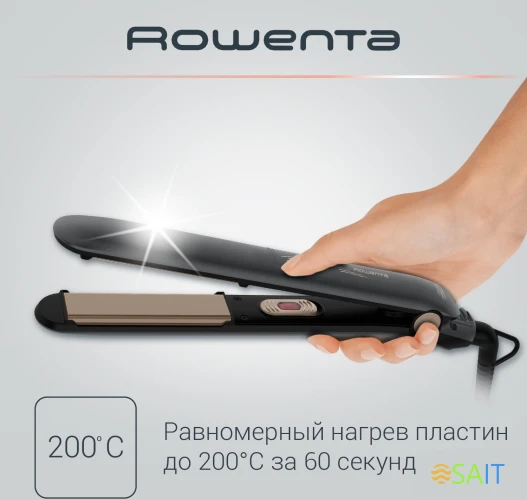Выпрямитель Rowenta SF1627F0 32Вт серый/бежевый макс.темп.:200С покрытие:кератин-турмалиновое (1830008182)