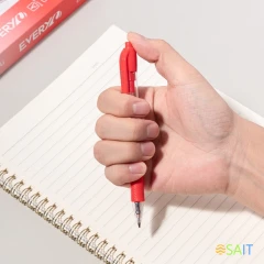 Ручка шариков. автоматическая Deli EveryU EQ60-RD прозрачный/красный d=0.7мм красн. черн. 1стерж. пулевидный пиш. наконечник кругл. резин. манжета