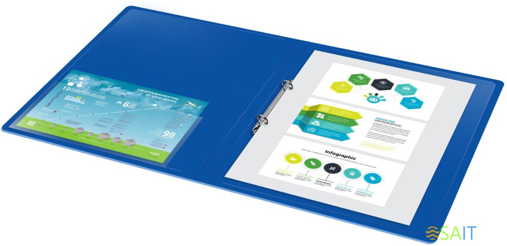 Папка на 2-х кольцах Бюрократ -0818/2RBLU A4 пластик 0.7мм кор.18мм внутр. с вставкой синий