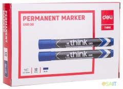Маркер перманентный Deli EU10130 Think скошенный пиш. наконечник 1.5-5мм синий